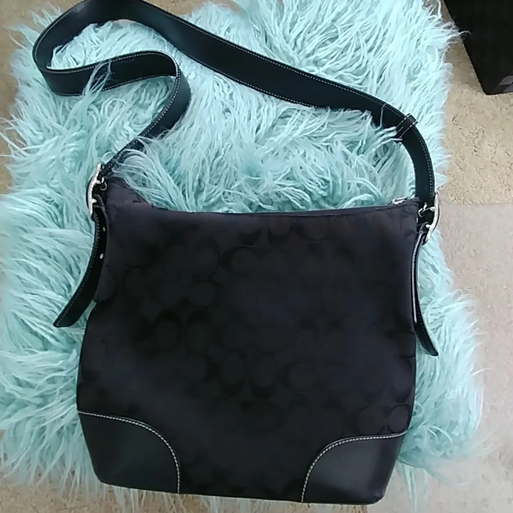 Coach Black Signature Canvas Hobo Bag